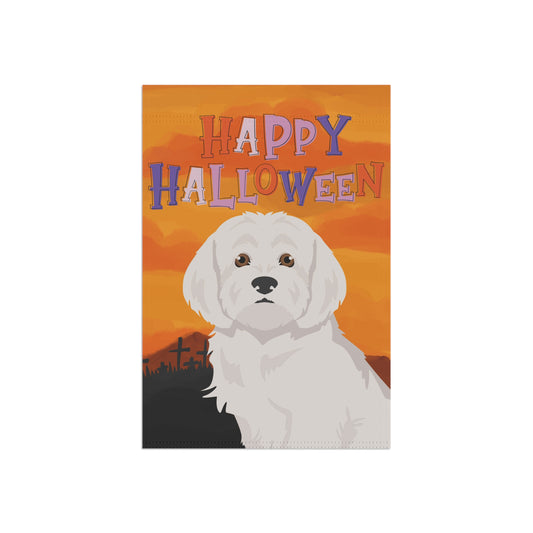 Maltese Dog Halloween Garden Flag