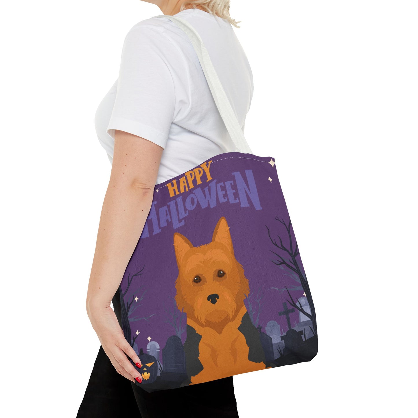 Australian Terrier Dog Happy Halloween Tote Bag 16x16