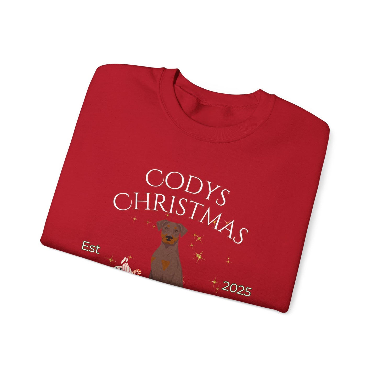Doberman Pinscher Dog Christmas Social Club Unisex Heavy Blend Crewneck Sweatshirt Custom Name