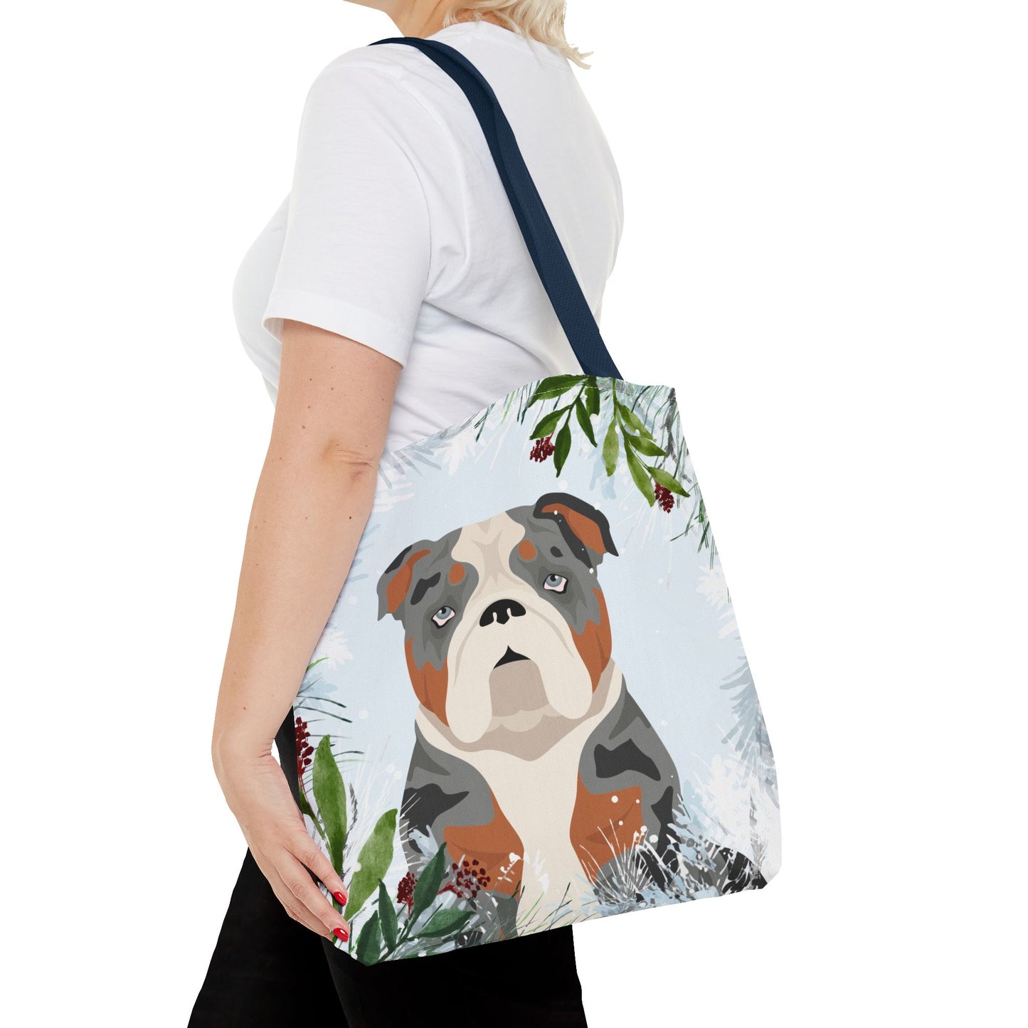 Bulldog Dog Christmas Holiday Tote Bag 16x16