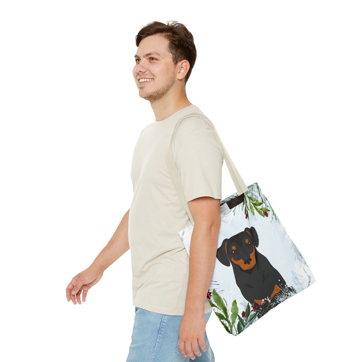 Austrian Pinscher Dog Christmas Holiday Tote Bag 16x16