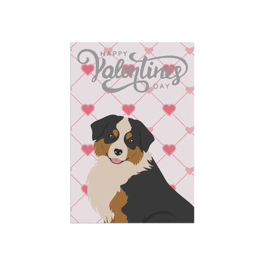 Mini American Shepherd Dog Valentines Day Garden Flag
