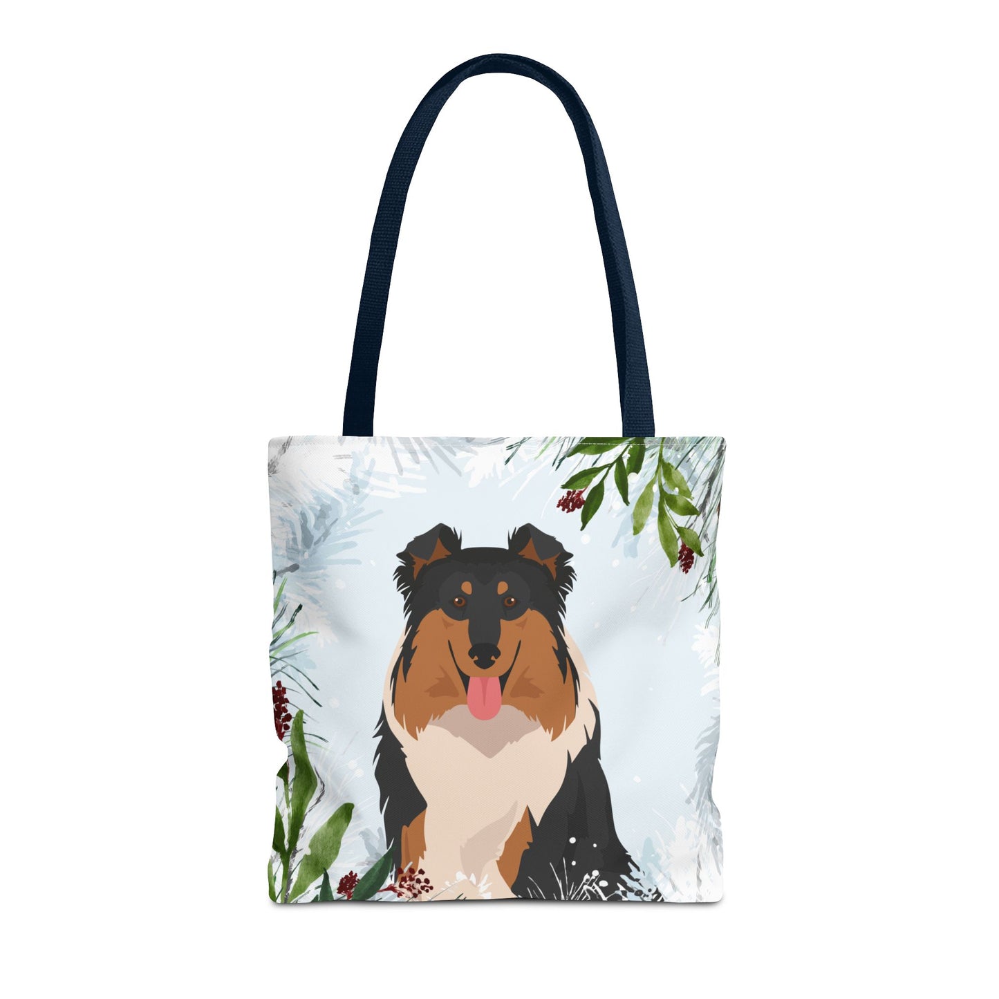 Collie Dog Christmas Holiday Tote Bag 16x16