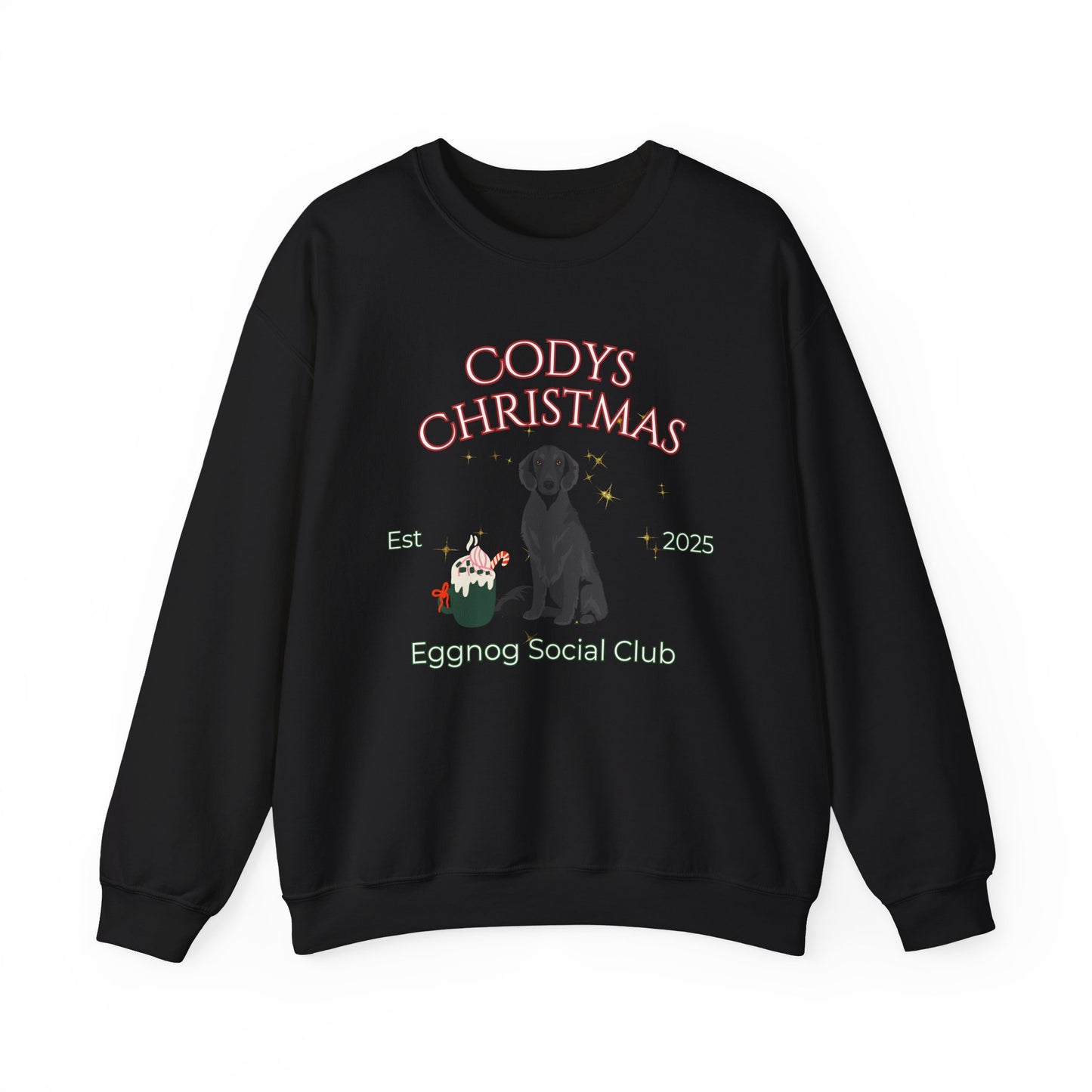 Flat Coated Retriever Dog Christmas Social Club Unisex Heavy Blend Crewneck Sweatshirt Custom Name