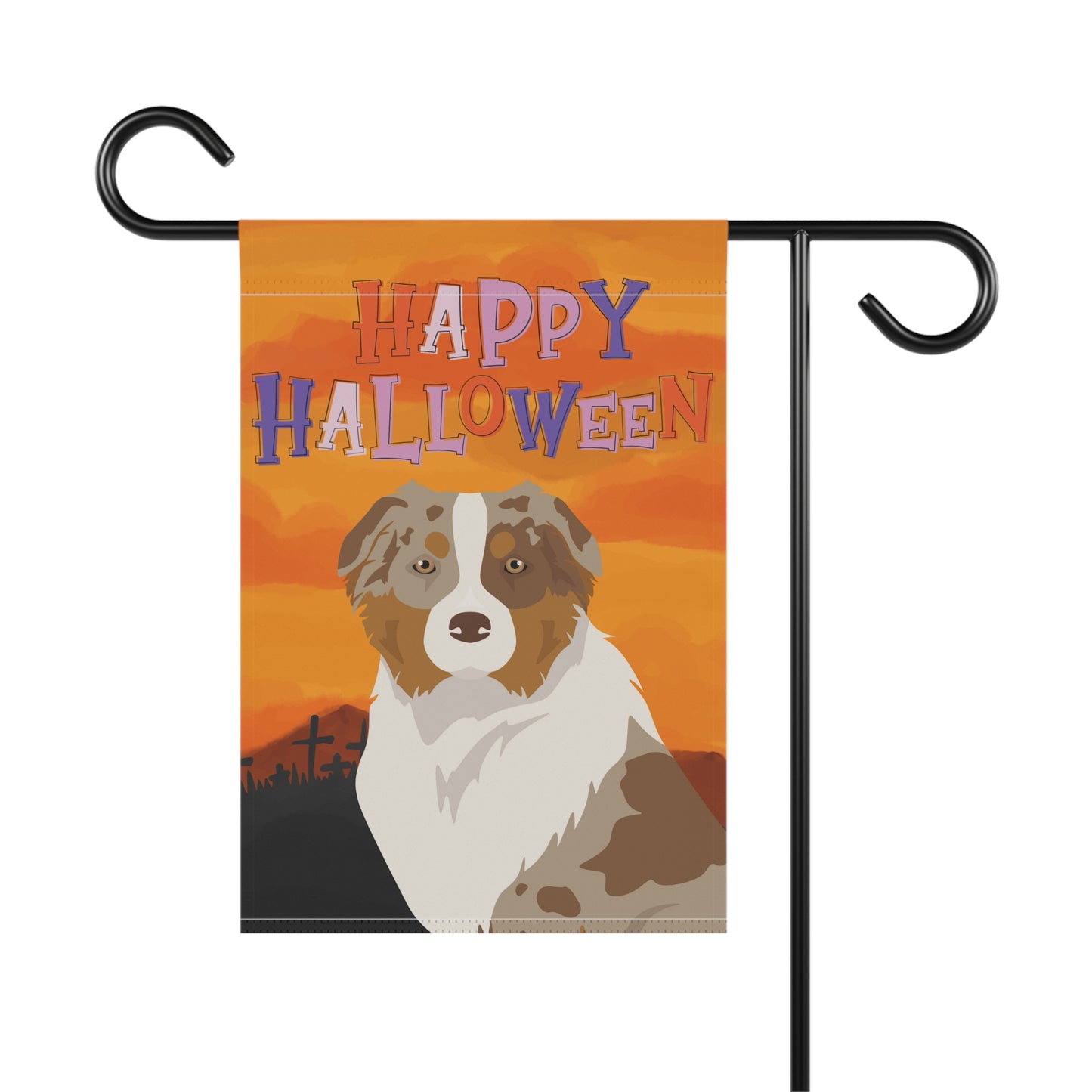 Australian Shepherd Dog Halloween Garden Flag