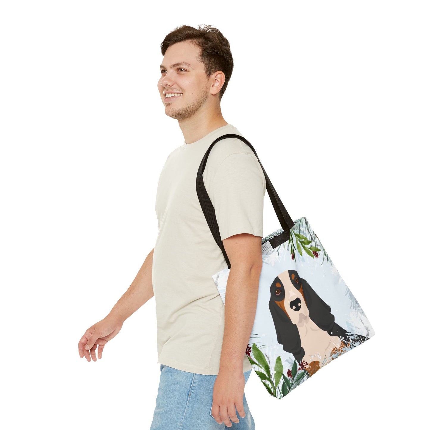 Basset Hound Dog Christmas Holiday Tote Bag 16x16