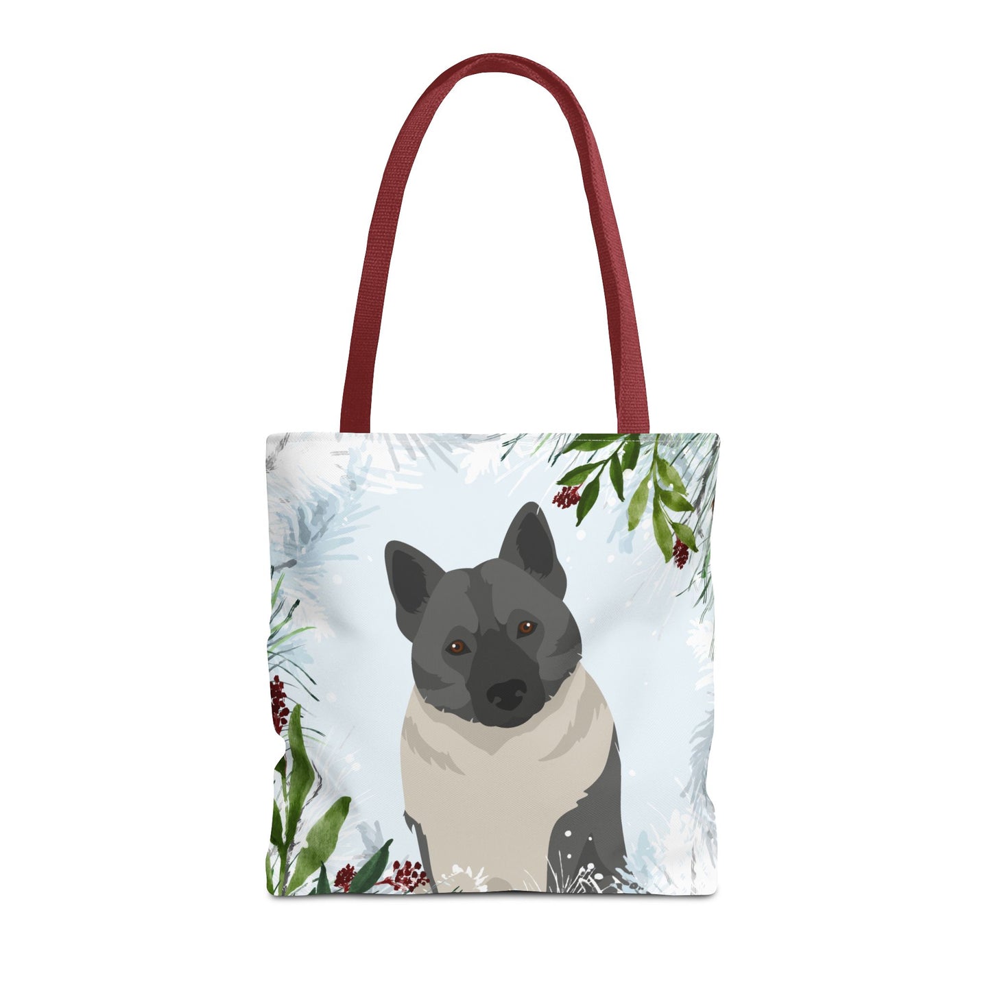 Norwegian Elkhound Dog Christmas Holiday Tote Bag 16x16