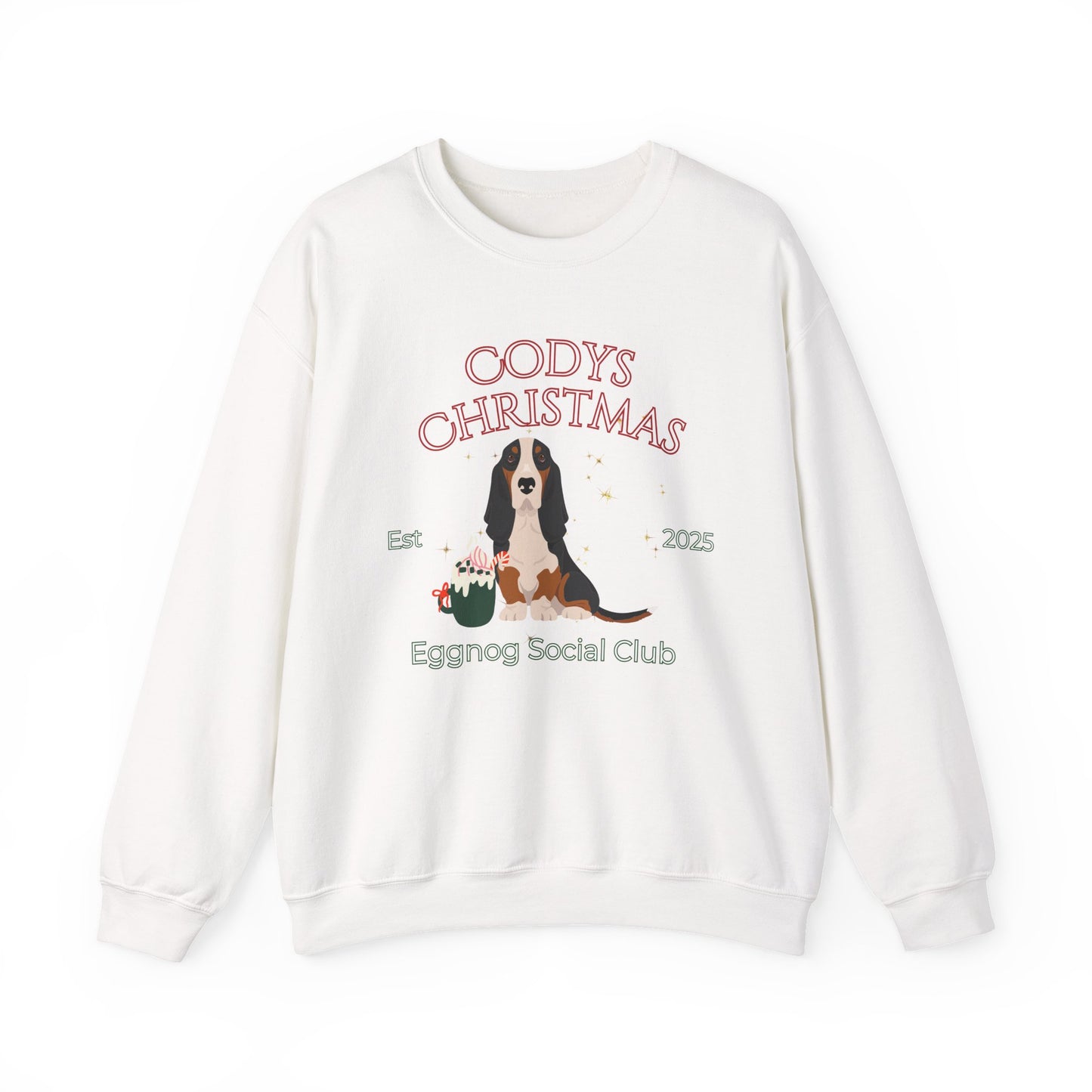 Basset Hound Dog Christmas Social Club Unisex Heavy Blend Crewneck Sweatshirt Custom Name