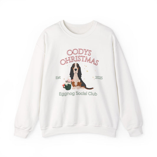 Basset Hound Dog Christmas Social Club Unisex Heavy Blend Crewneck Sweatshirt Custom Name