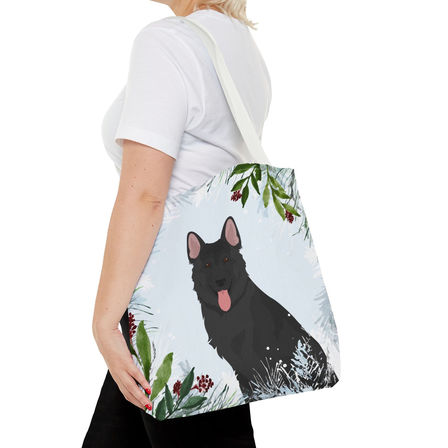 German Shepherd Dog Christmas Holiday Tote Bag 16x16