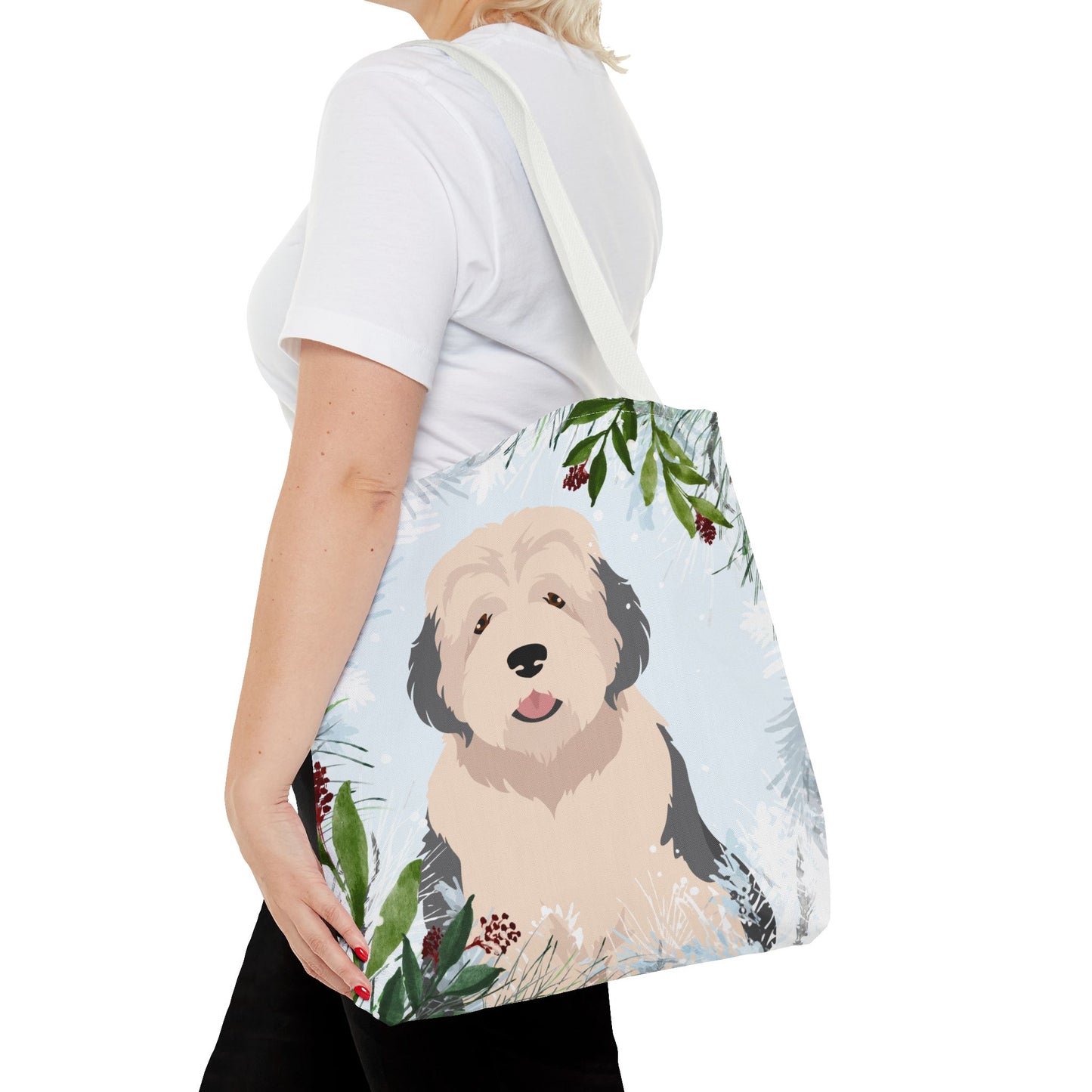 Old English Sheepdog Dog Christmas Holiday Tote Bag 16x16