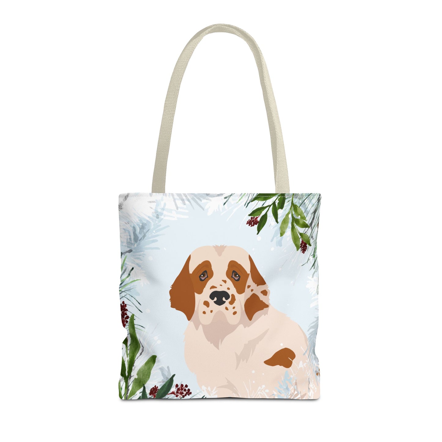 Clumber Spaniel Dog Christmas Holiday Tote Bag 16x16
