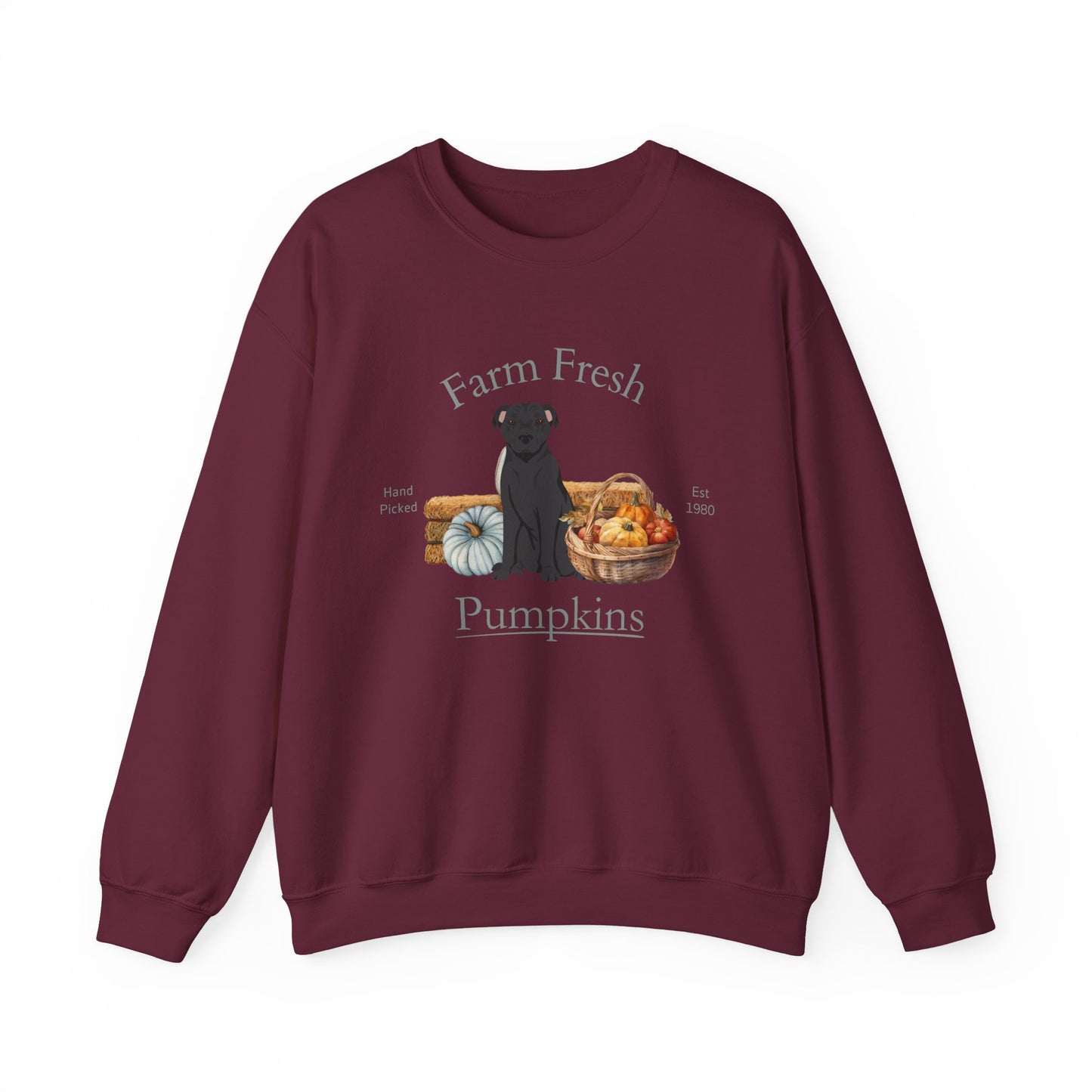 American Staffordshire Terrier Dog Fall Farm Fresh Unisex Heavy Blend Crewneck Sweatshirt