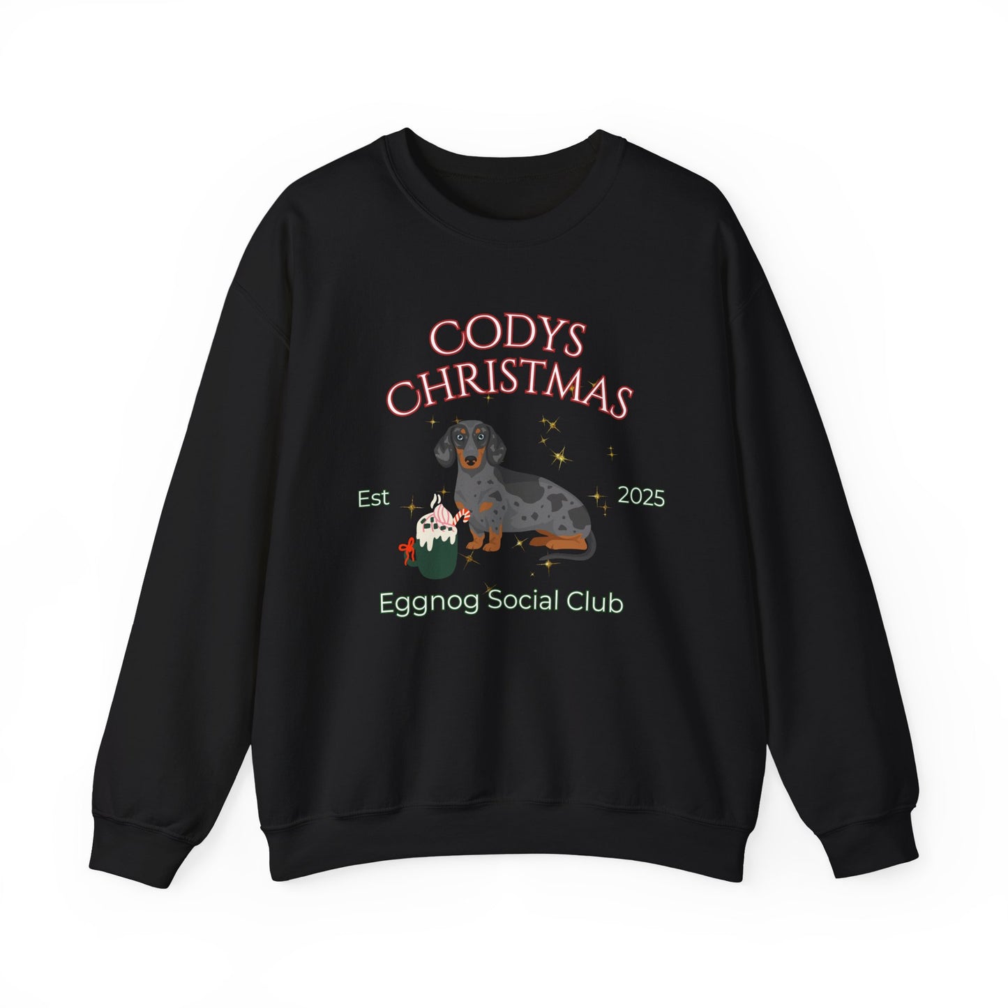Dachshund Dog Christmas Social Club Unisex Heavy Blend Crewneck Sweatshirt Custom Name