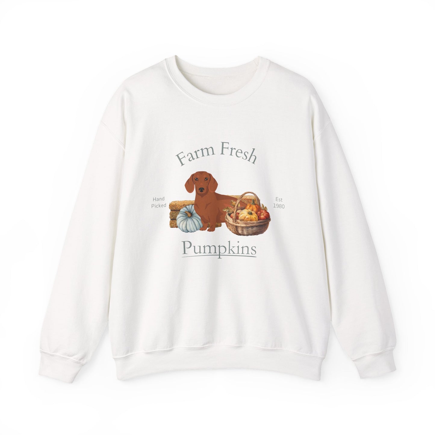 Dachshund Dog Fall Farm Fresh Unisex Heavy Blend Crewneck Sweatshirt
