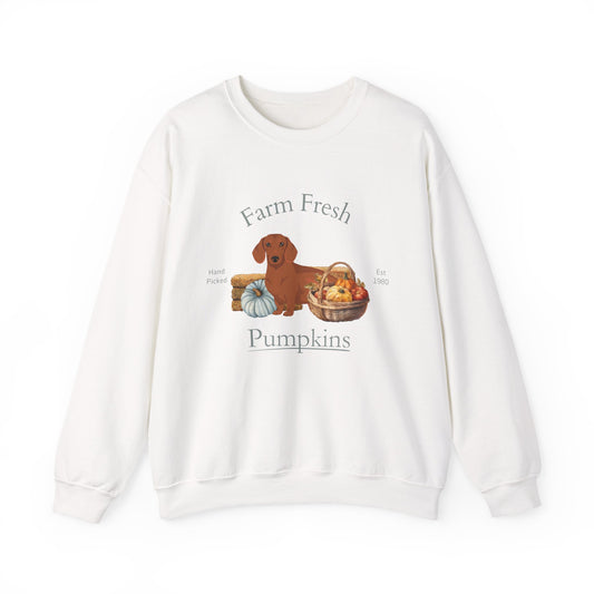 Dachshund Dog Fall Farm Fresh Unisex Heavy Blend Crewneck Sweatshirt