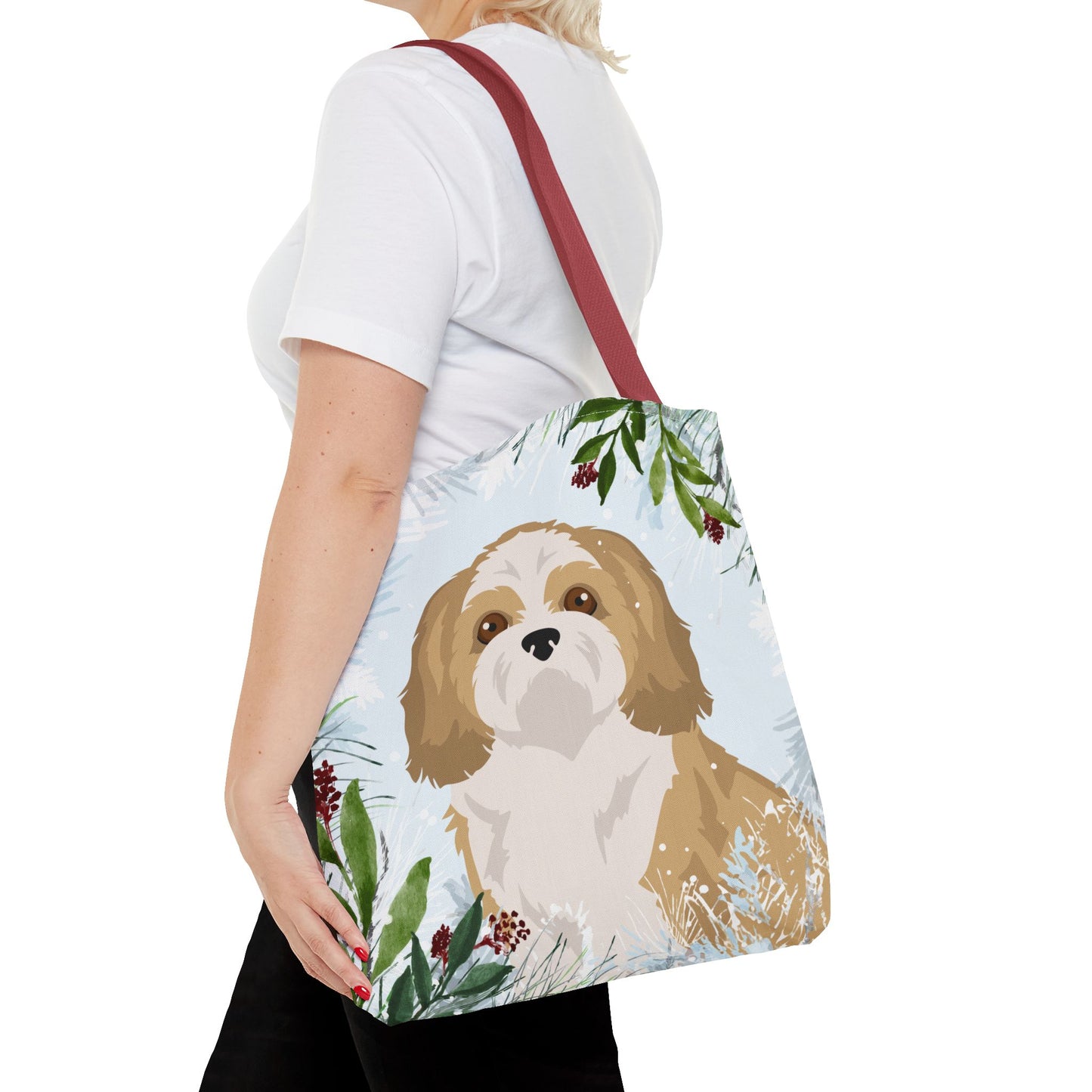 Shih Tzu Dog Christmas Holiday Tote Bag 16x16