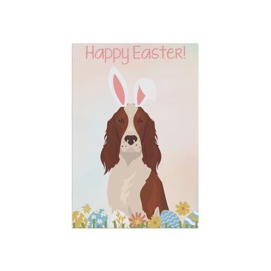 Irish Red & White Setter Dog Happy Easter Garden Flag