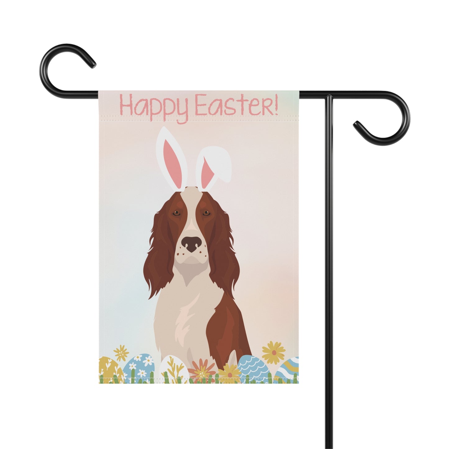 Irish Red & White Setter Dog Happy Easter Garden Flag