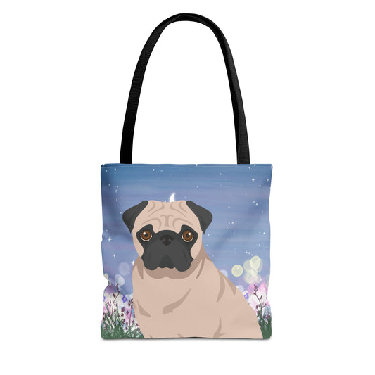 Pug Dog Tote Bag 13x13