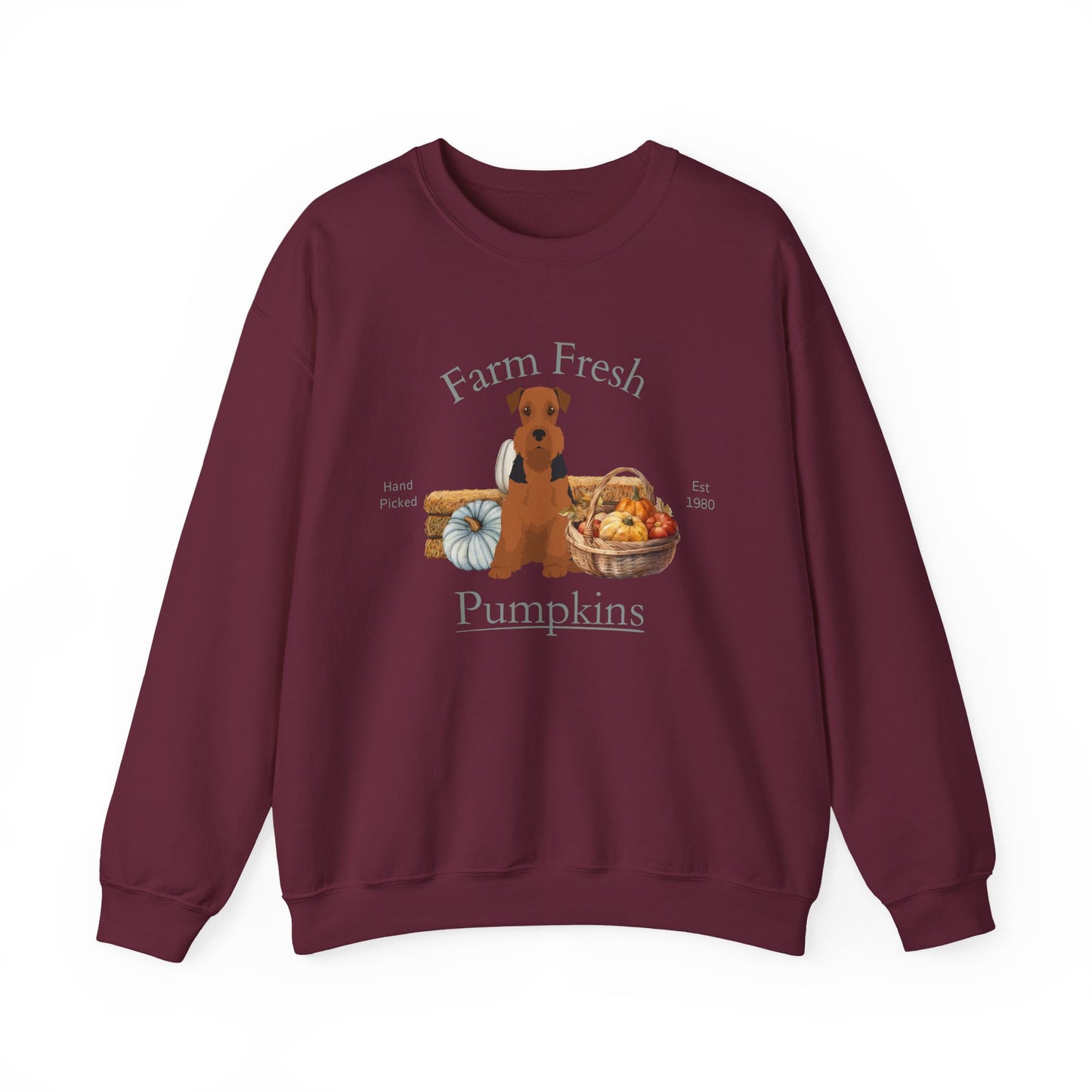 Airedale Terrier Dog Fall Farm Fresh Unisex Heavy Blend Crewneck Sweatshirt