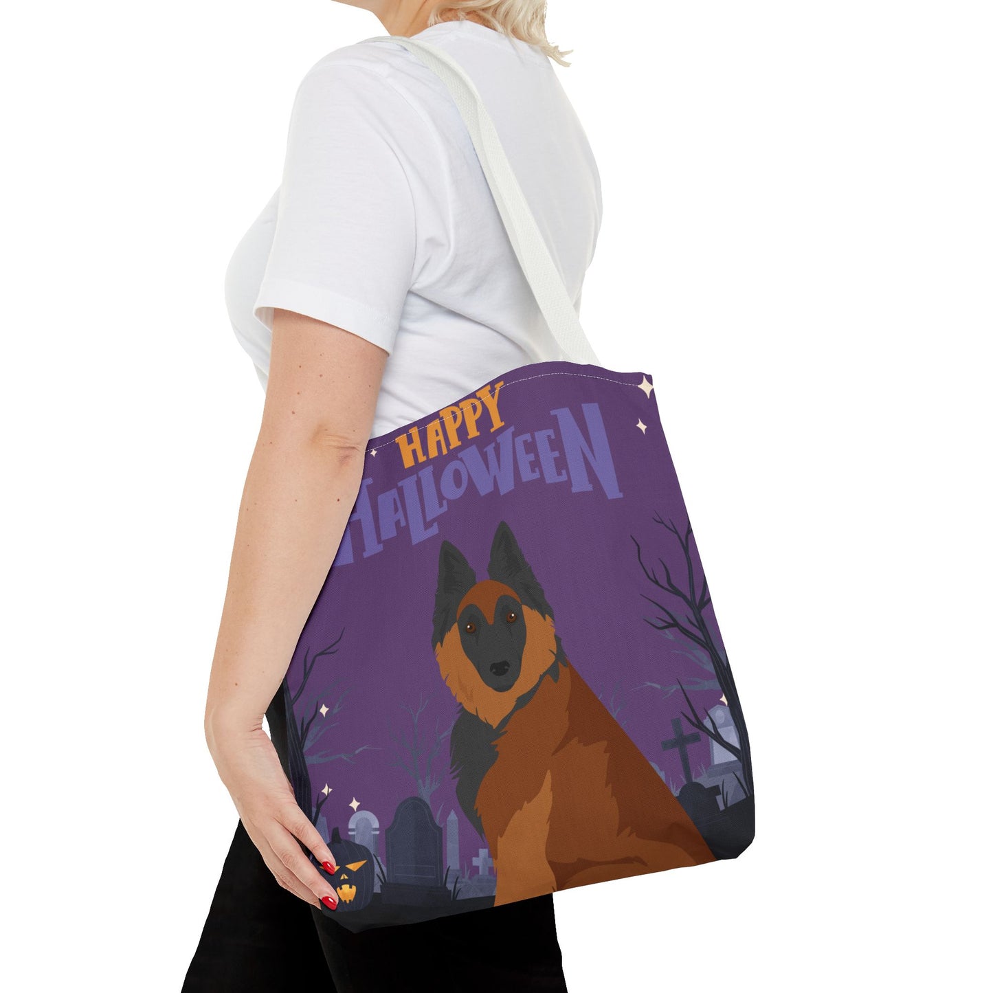 Belgain Tervuren Dog Happy Halloween Tote Bag 16x16