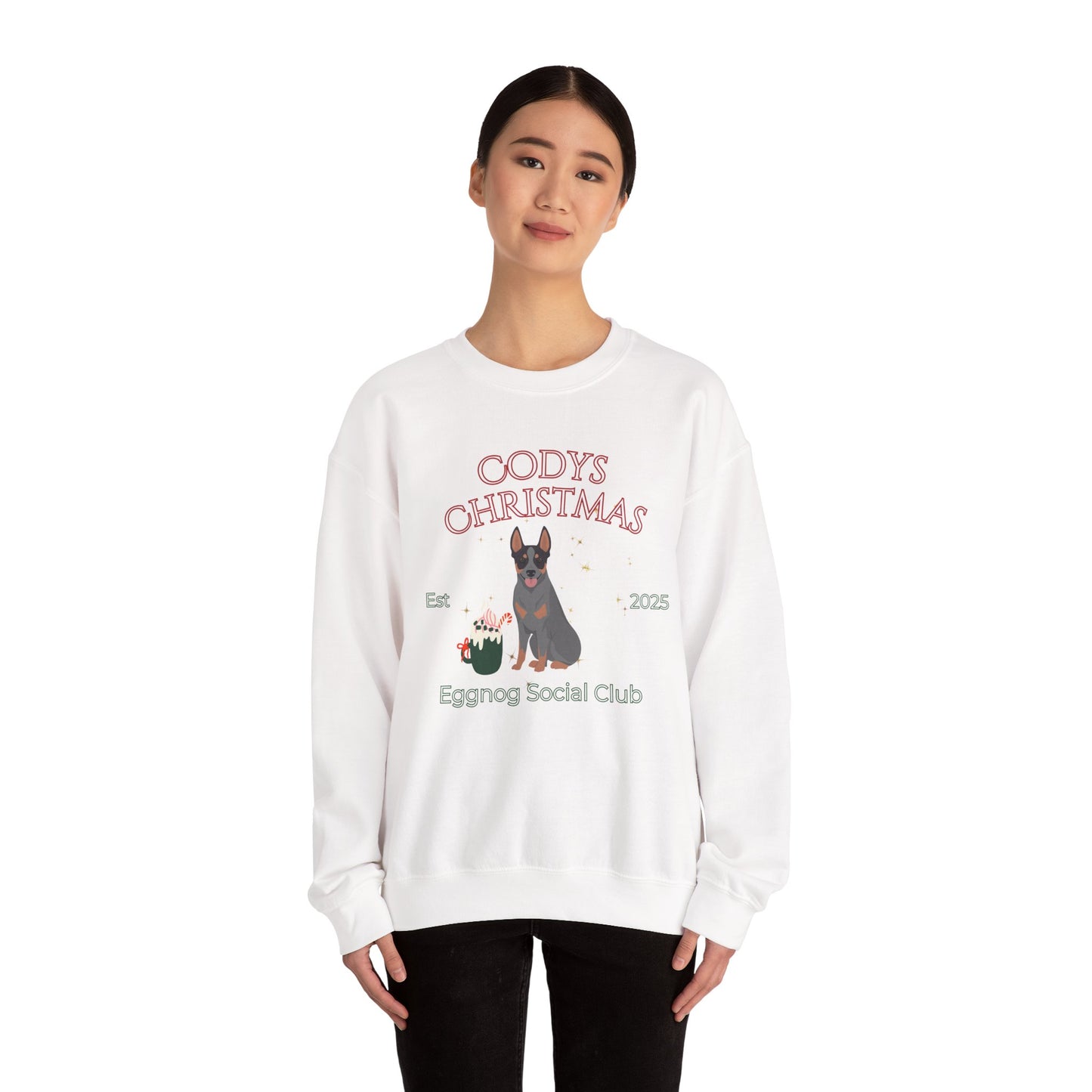 Australian Stumpy Tail Cattle Dog Dog Christmas Social Club Unisex Heavy Blend Crewneck Sweatshirt Custom Name