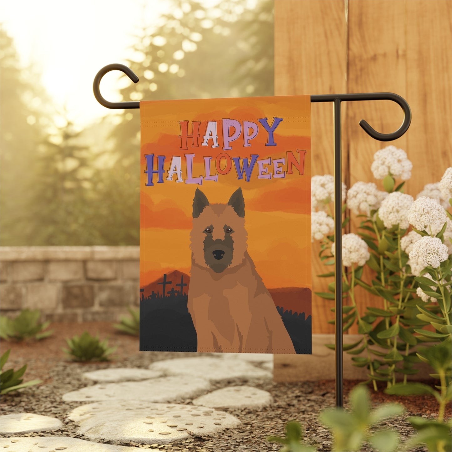 Belgian Laekenois Dog Halloween Garden Flag