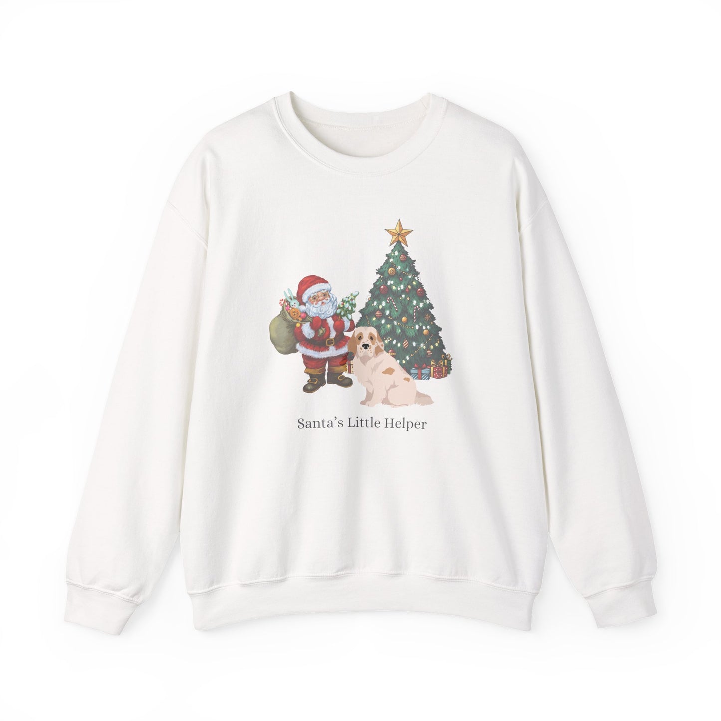 Clumber Spaniel Dog Santa's Little Helper Unisex Heavy Blend Crewneck Sweatshirt