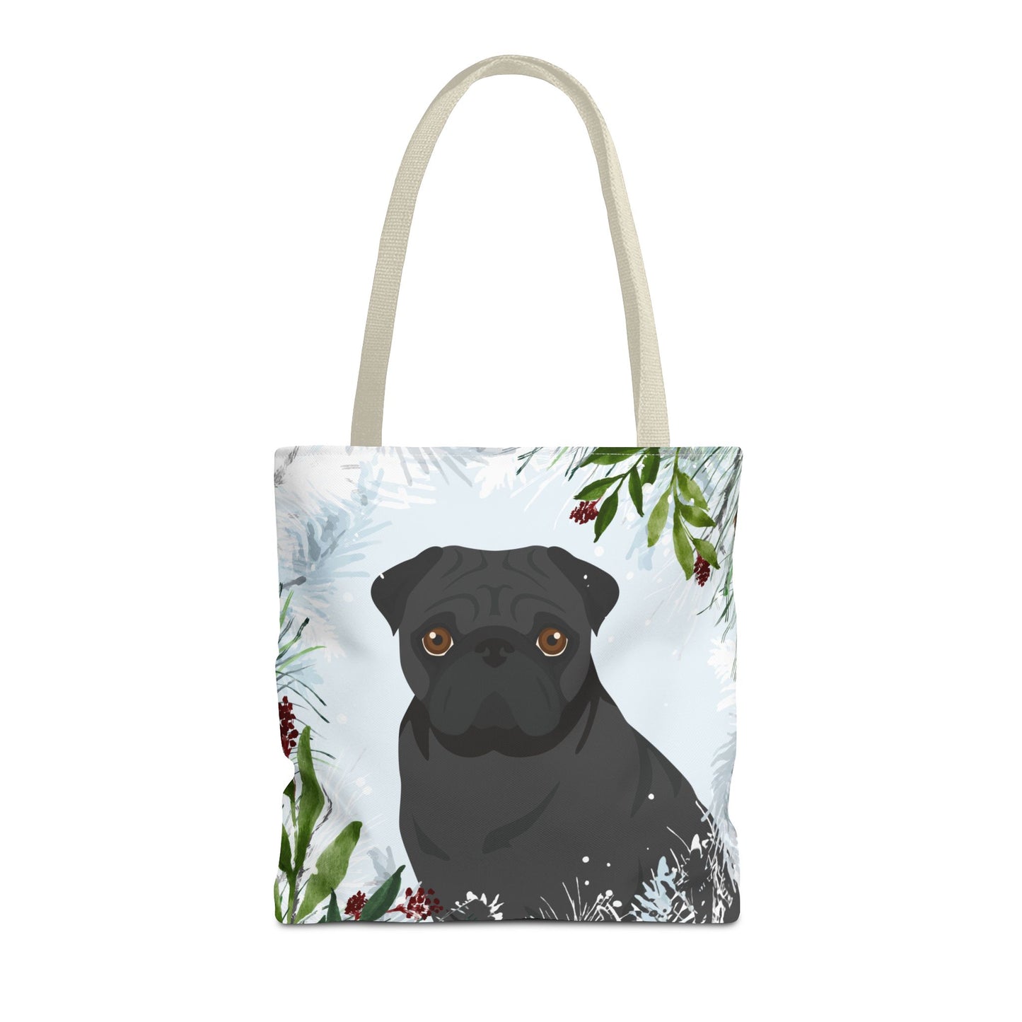 Pug Dog Christmas Holiday Tote Bag 16x16