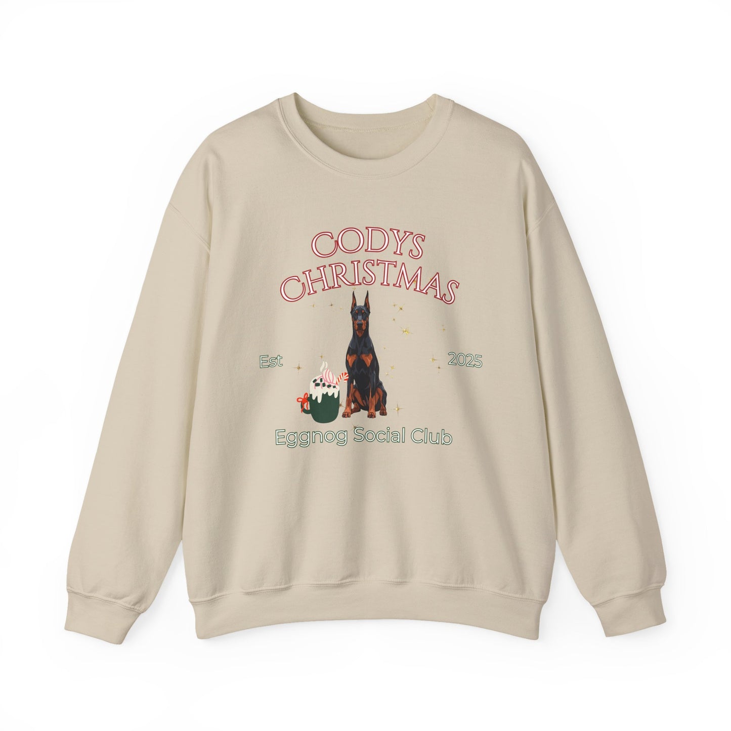 Doberman Pinscher Dog Christmas Social Club Unisex Heavy Blend Crewneck Sweatshirt Custom Name