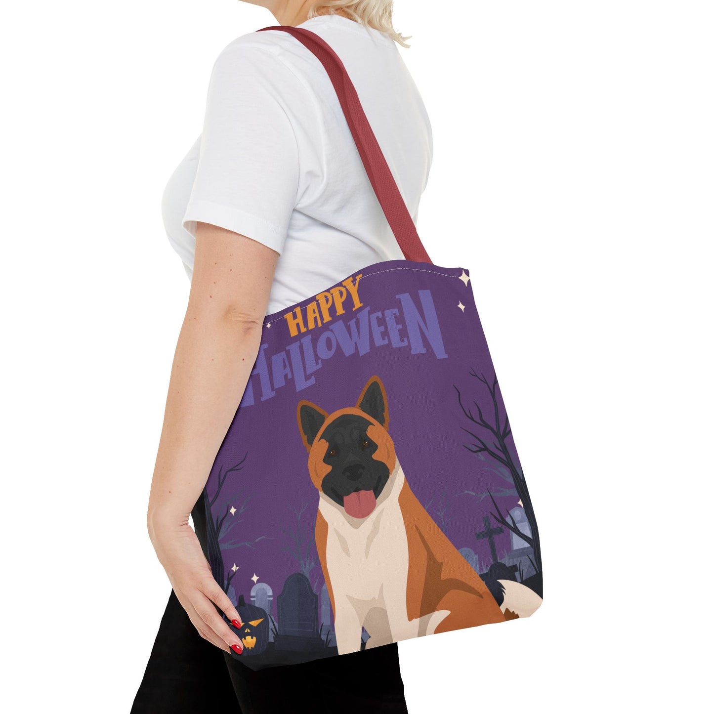 American Akita Dog Happy Halloween Tote Bag 16x16