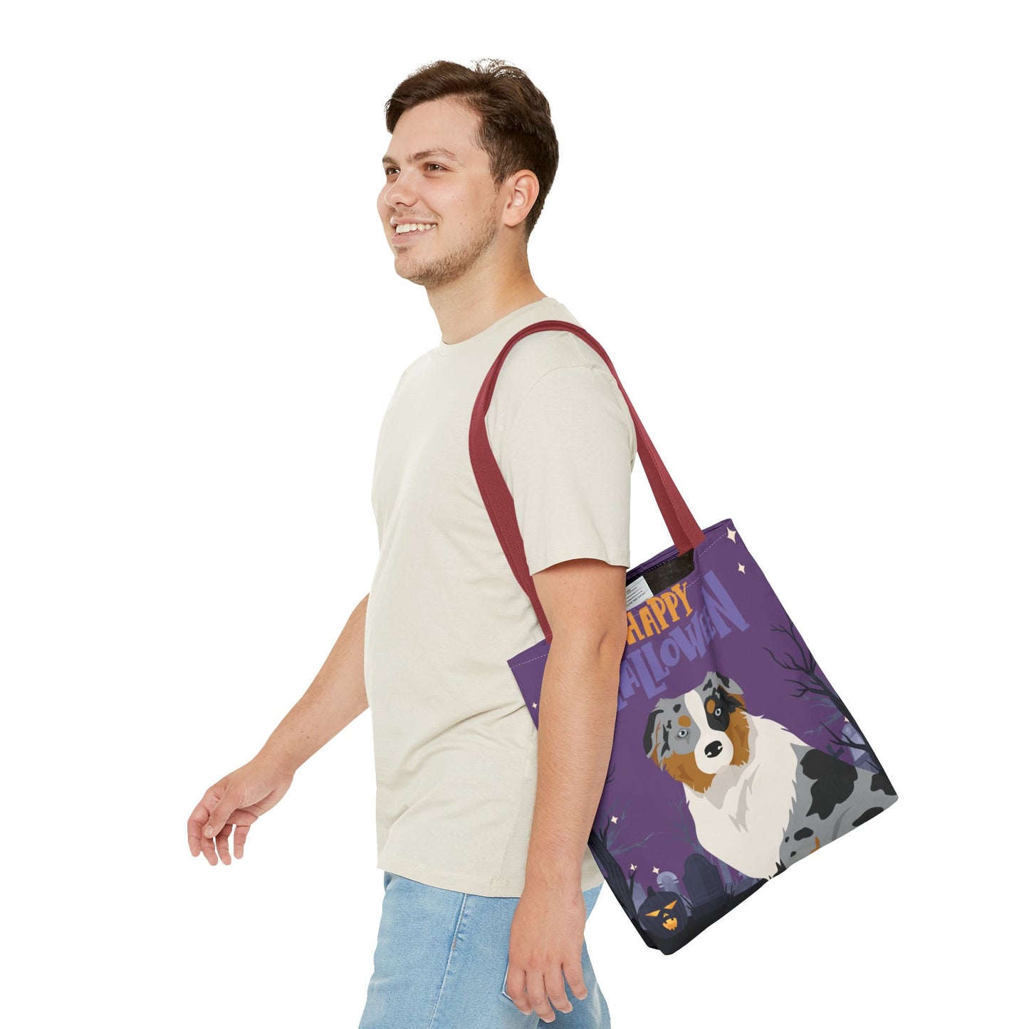 Australian Shepherd Dog Happy Halloween Tote Bag 16x16