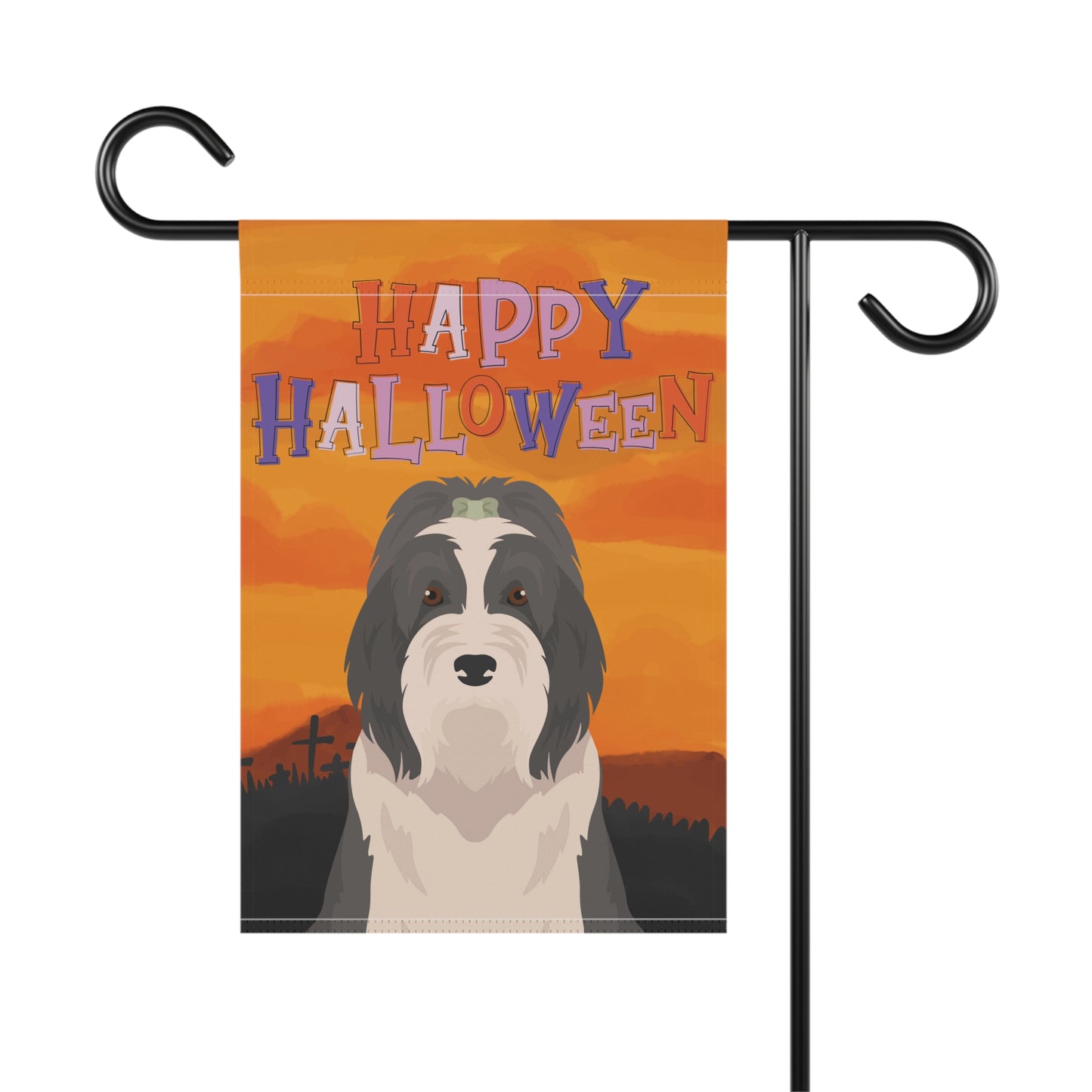 Bearded Collie Dog Halloween Garden Flag