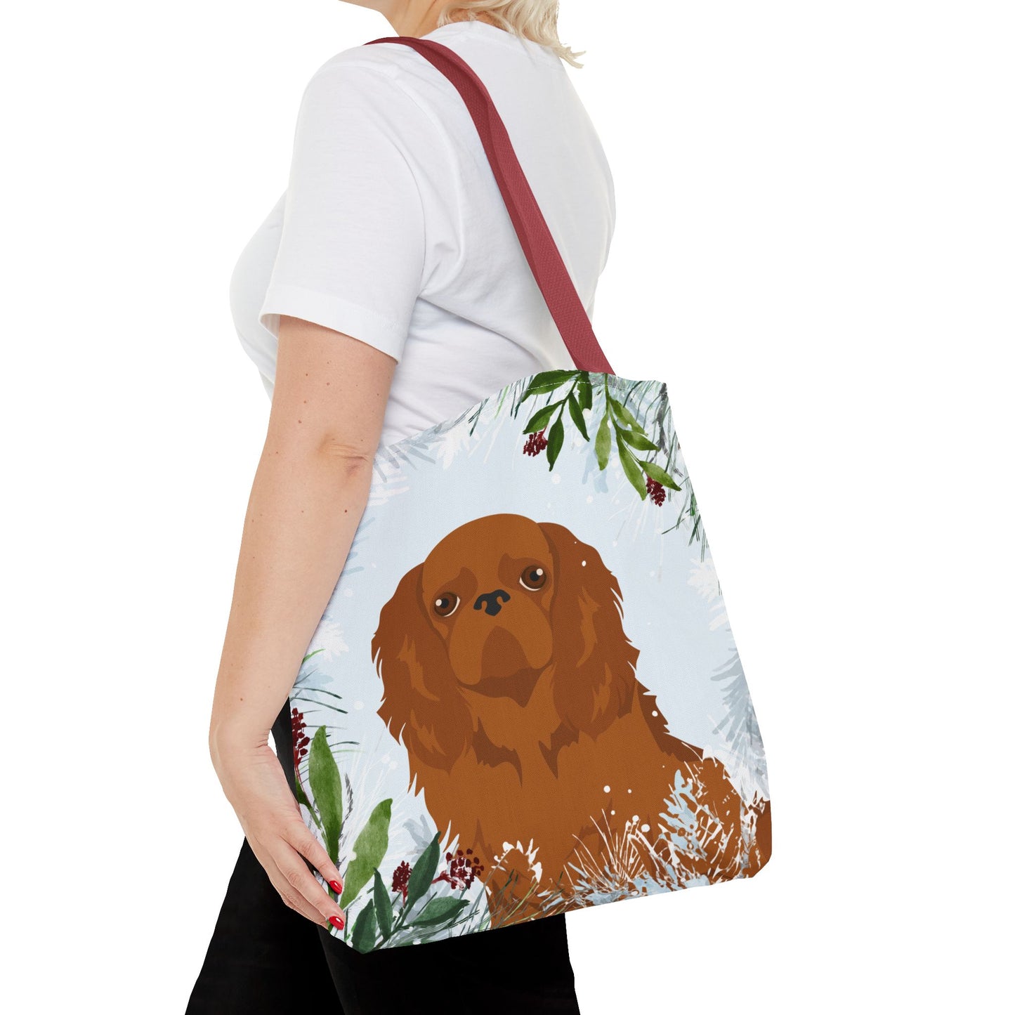 English Toy Spaniel Dog Christmas Holiday Tote Bag 16x16