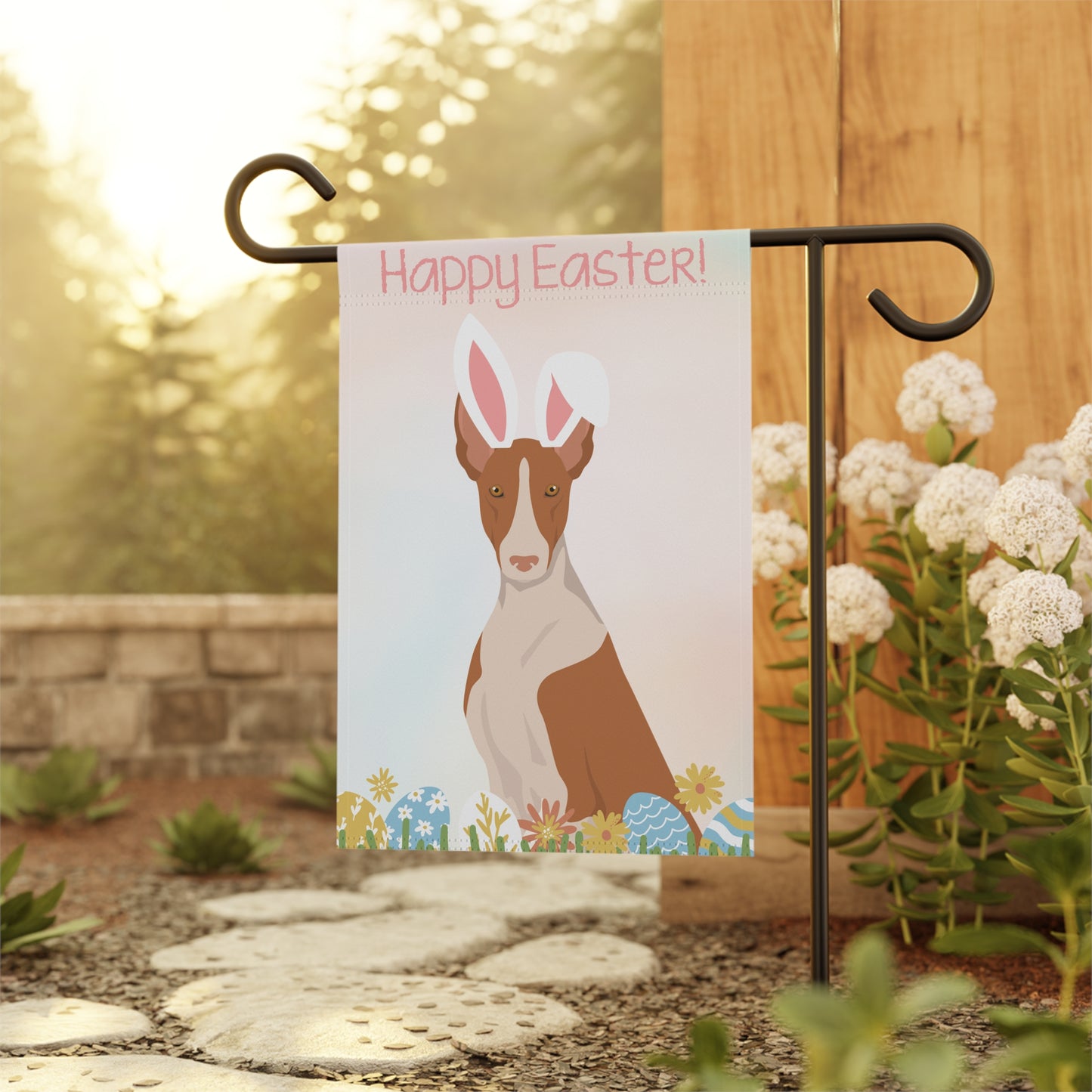 Ibizan Hound Dog Happy Easter Garden Flag