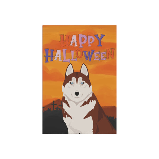 Siberian Husky Dog Halloween Garden Flag