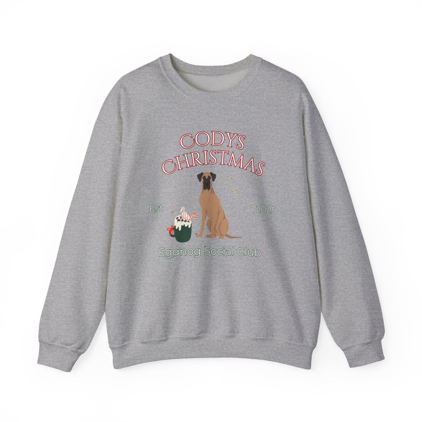 Great Dane Dog Christmas Social Club Unisex Heavy Blend Crewneck Sweatshirt Custom Name