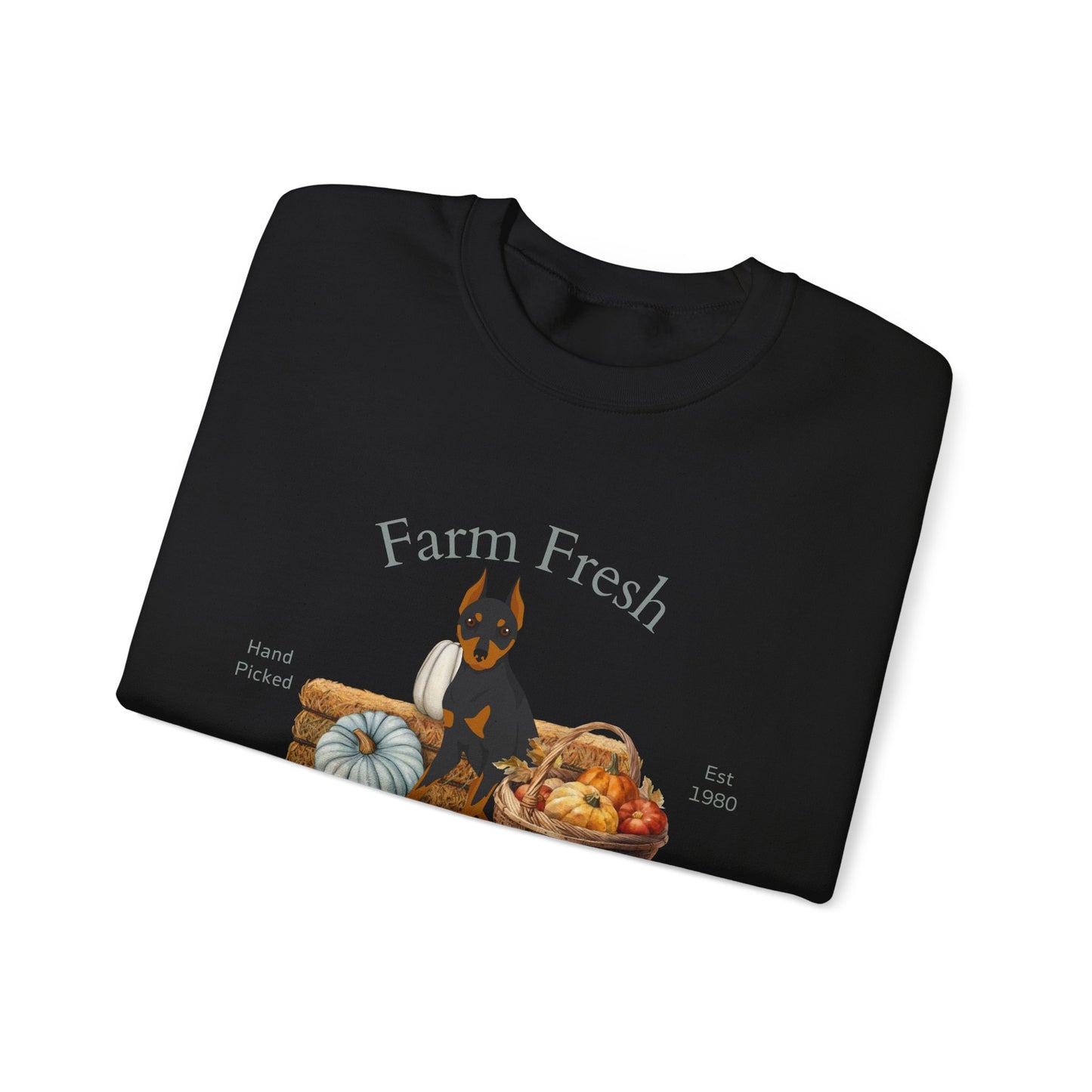 Miniature Pinscher Dog Fall Farm Fresh Unisex Heavy Blend Crewneck Sweatshirt