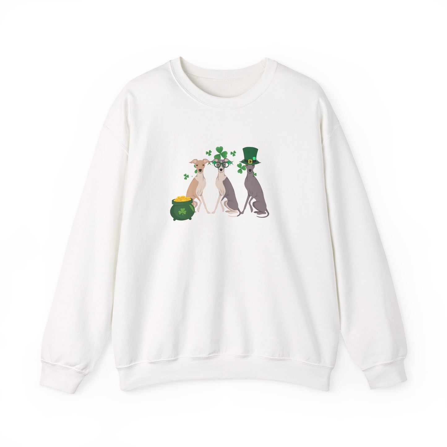 Italian Greyhound Dog St Patricks Day Unisex Heavy Blend Crewneck Sweatshirt, St Pattys day, Cute Dog Mom Gift