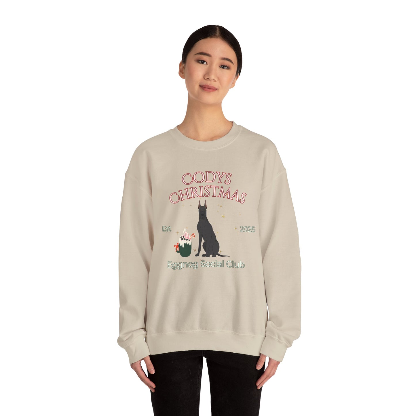 Great Dane Dog Christmas Social Club Unisex Heavy Blend Crewneck Sweatshirt Custom Name