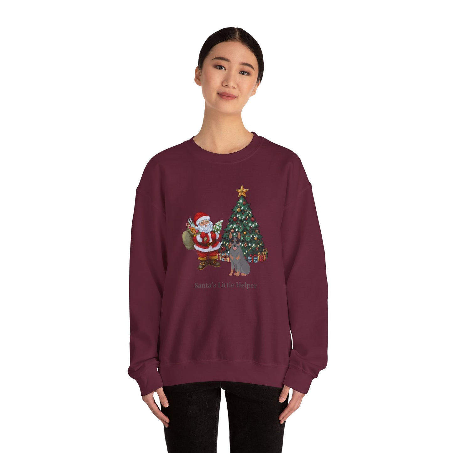 Australian Stumpy Tail Cattle Dog Dog Santa's Little Helper Unisex Heavy Blend Crewneck Sweatshirt