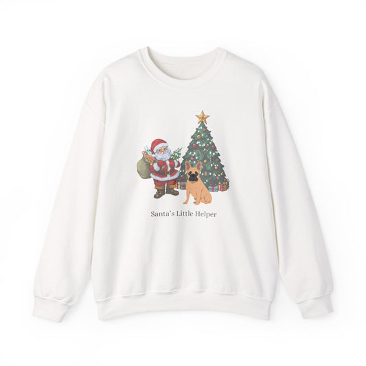 French Bulldog Dog Santa's Little Helper Unisex Heavy Blend Crewneck Sweatshirt