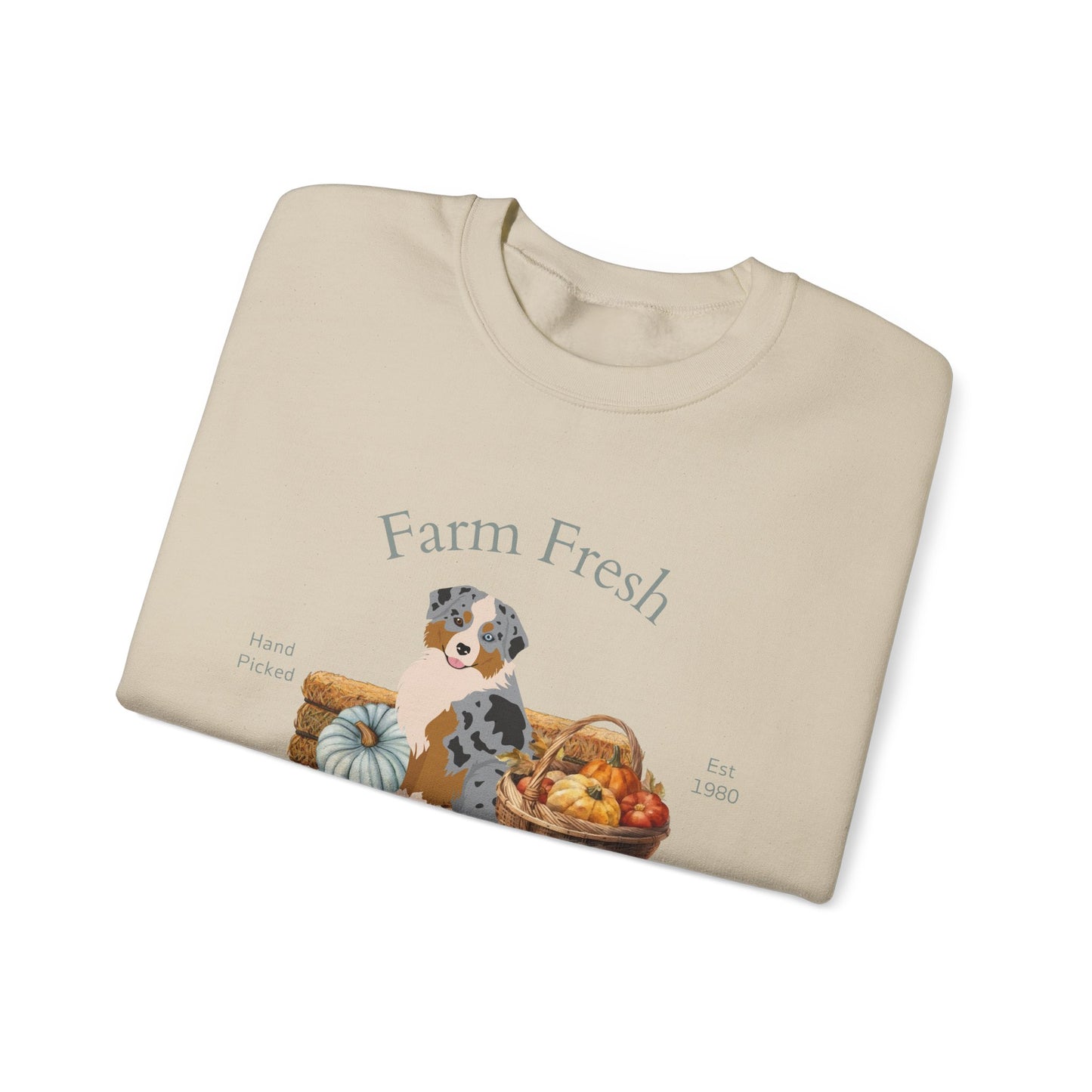 Miniature American Shepherd Dog Fall Farm Fresh Unisex Heavy Blend Crewneck Sweatshirt