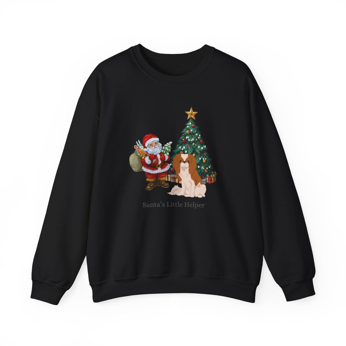 Japanese Chin Dog Santa's Little Helper Unisex Heavy Blend Crewneck Sweatshirt