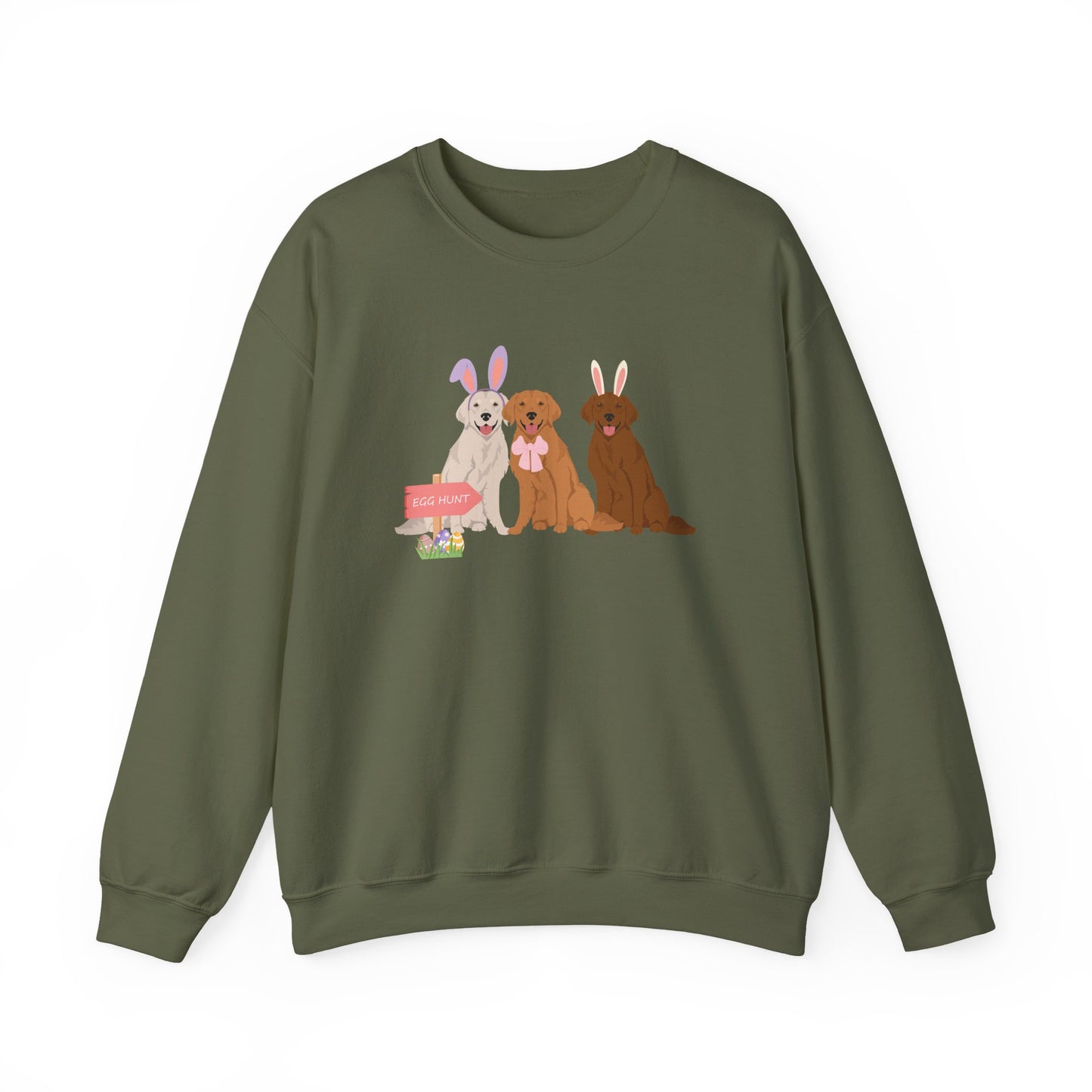 Golden Retriever Dog Easter Unisex Heavy Blend Crewneck Sweatshirt, easter, Cute Dog Mom Gift