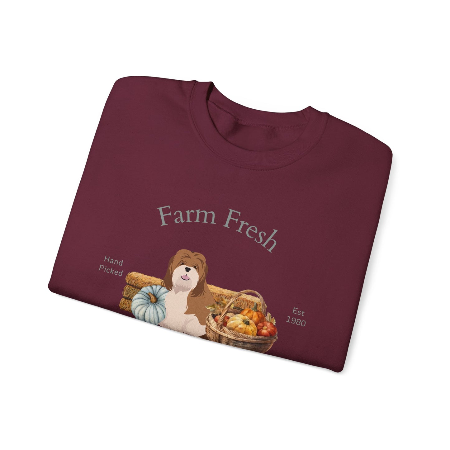 Lhasa Apso Dog Fall Farm Fresh Unisex Heavy Blend Crewneck Sweatshirt