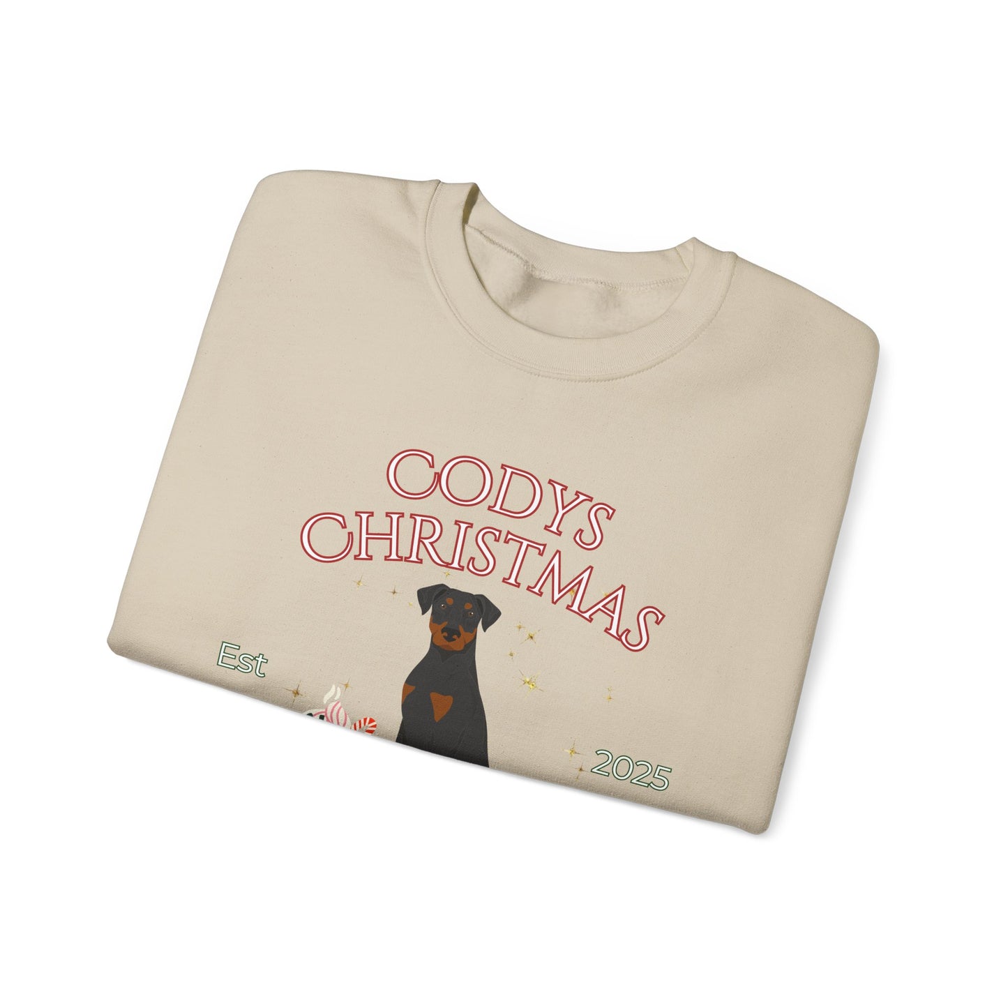Doberman Pinscher Dog Christmas Social Club Unisex Heavy Blend Crewneck Sweatshirt Custom Name