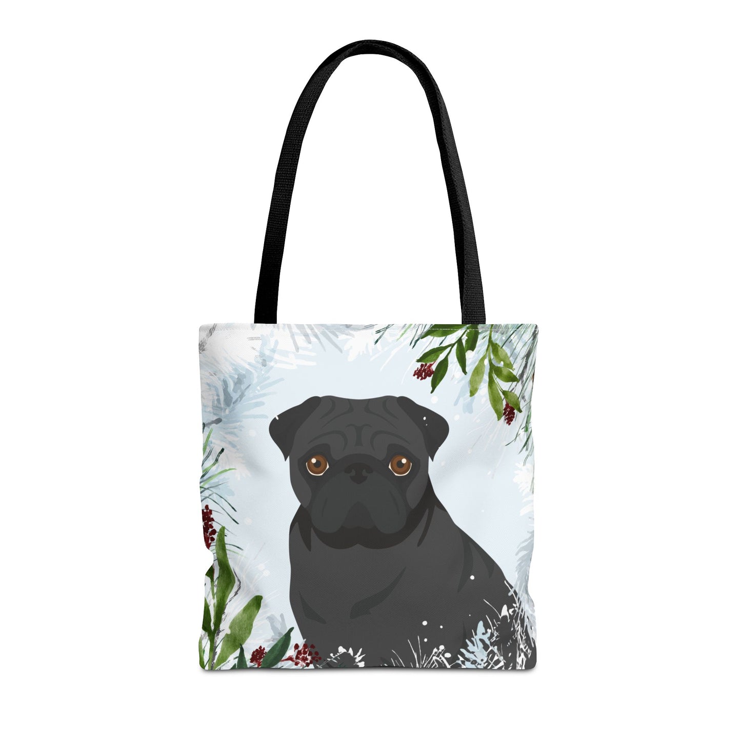 Pug Dog Christmas Holiday Tote Bag 16x16