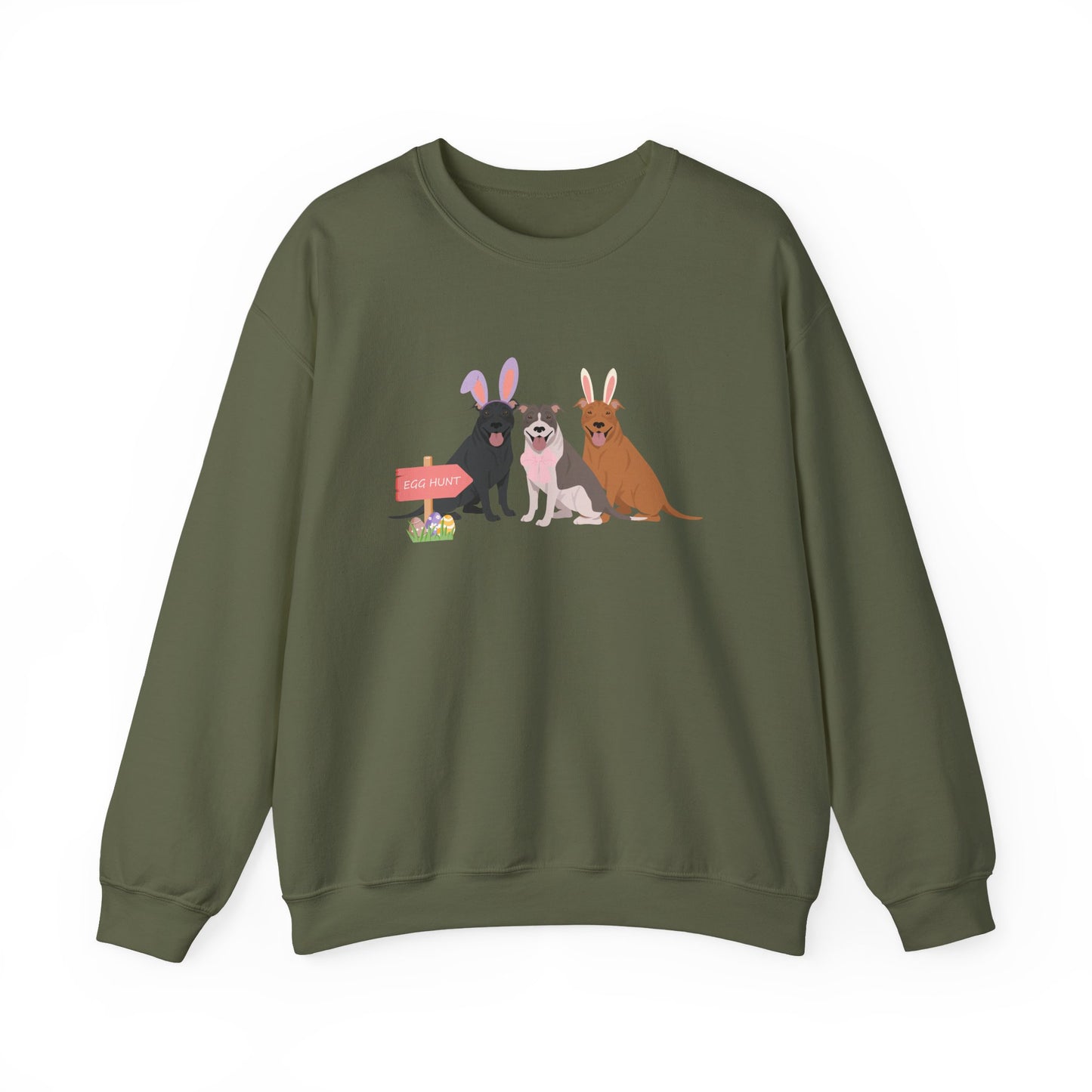 Pit Bull Dog Easter Unisex Heavy Blend Crewneck Sweatshirt, easter, Cute Dog Mom Gift